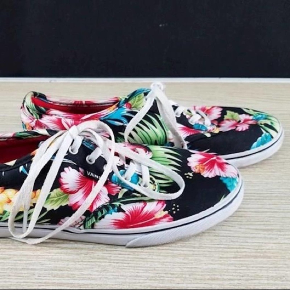 Women Sz 8.5 Vans Off The Wall Hawaiian Print Sneakers Aloha Hibiscus Authentics